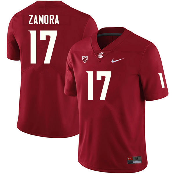 Men #17 JP Zamora Washington State Cougars College Football Jerseys Sale-Crimson